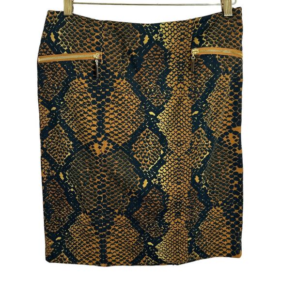 Ellen Tracy Snake Skin Print Pencil Skirt Sz 8 Stretch Knee Length - Picture 5 of 7